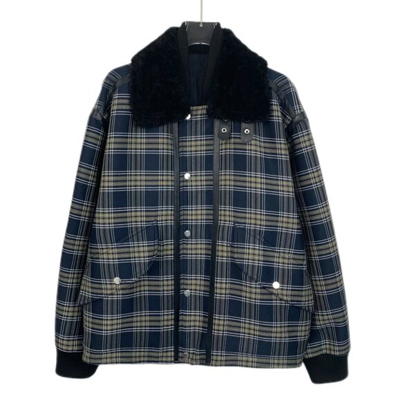 Dior Blue Check Shearling Jacket - Picture 1 of 8